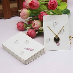 Лебедь Открытки с прямоугольным бумажным ожерельем, карты для демонстрации ювелирных изделий для хранения ожерелий, белые, лебедь, 7x5x0.05 см, отверстие : 1 мм