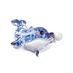 Whale Кабошоны из смолы на тему морских организмов, с блеском порошок, кит, 24.5x34x8 мм