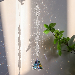 Pyramid Подвесные украшения из хрусталя, Стеклянные ловцы солнца с кисточками для украшения дома и сада, пирамида, 310 мм