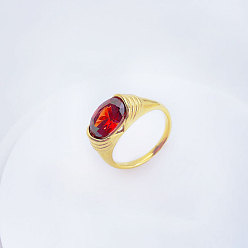 (123L) Белый крем непрозрачный блеск 304 кольца из циркониевого кубического кольца из нержавеющей стали, особый интерес, , для женщин, огнеупорный кирпич, размер США 8 (18.1 мм)