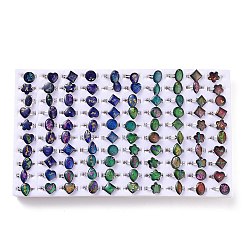 Платина 100шт регулируемое кольцо настроения, изменение температуры, цвет, чувство, чувство, сплав, кольца для женщин, разнообразные, платина, внутренний диаметр: 17.6 мм