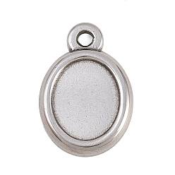 Oval 304 Настройки кабошон из нержавеющей стали кулон, цвет нержавеющей стали, овальные, 17x12x2 мм, отверстие : 1.6 мм