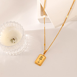 June Rose 304 Кулон-подвеска в виде цветка-символа рождения из нержавеющей стали для женщин, реальный 18 k позолоченный, июньская роза, 18.11 дюйм (46 см)