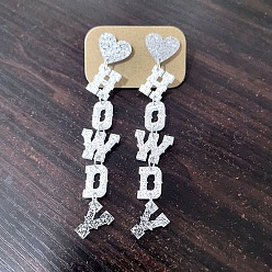 Серебро Акриловые серьги-гвоздики с надписью «привет», платина, серебряные, 100x20 мм