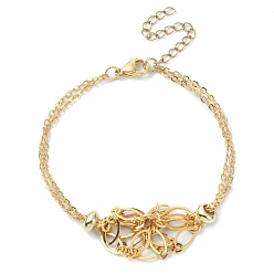 Настоящее золото 18K Латунный плетеный мешочек в виде ромба из макраме, пустой держатель для камня, изготовление браслета, двухрядное колье-цепочка, реальный 18 k позолоченный, 7-1/4 дюйм (18.5 см)