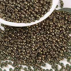 (RR307) Dark Topaz Gold Luster MIYUKI Round Rocailles Beads, Japanese Seed Beads, (RR307) Dark Topaz Gold Luster, 8/0, 3mm, Hole: 1mm, about 422~455pcs/bottle, 10g/bottle