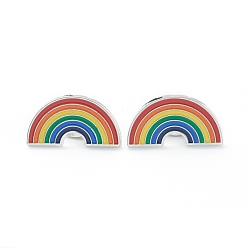 Colorful Alloy Pride Enamel Brooches, Enamel Pin, with Butterfly Clutches, Rainbow, Platinum, Colorful, 14.5x27x10mm