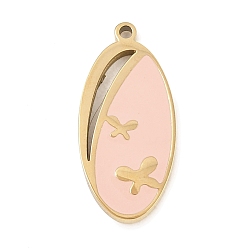 Oval 304 нержавеющей стальной эмали подвески, золотые, овальные амулеты, 20.5x10x1.8 мм, отверстие : 1.2 мм