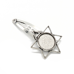 Античное Серебро Заколка для волос из сплава с круглыми пустыми подставками, настройки кабошонов безеля, античное серебро, внутренний диаметр: 20 мм