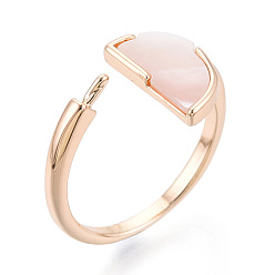 Настоящее золото 18K Полукруглая форма латунная оболочка манжета кольца настройки, за половину пробурено бисера, без кадмия, без никеля и без свинца, реальный 18 k позолоченный, штифты : 1 мм, 12 мм, внутренний диаметр: 17 мм