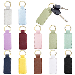 (52) Непрозрачная лаванда 60шт 12 цвета искусственная кожа брелки, с железными разрезными брелоками, прямоугольные, золотые, разноцветные, 90 мм, 5 шт / цвет