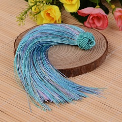 Кадет Синий Красивый дизайн украшения нейлон кисточкой кулон, кадетский синий, 160x18 мм, отверстие : 4 мм