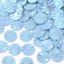 Небесно-голубой Аксессуары для орнаментов, пластиковые пайетки / блестки из пвх, AB цвет, цветок, голубой, 9x0.5 мм, около 20000 шт / 500 г
