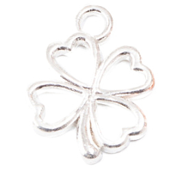 Argent Pendentifs en alliage, trèfle, argenterie, 17x13x1.5mm