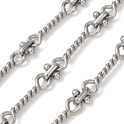 Нержавеющая Сталь Цвет 304 цепи с витыми звеньями из нержавеющей стали, несварные, кабельные цепи, с катушкой, цвет нержавеющей стали, 7.5x7.5x4 мм
