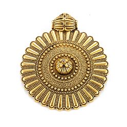Antique Golden Flat Round Tibetan Style Pendants, Antique Golden, 48x40x9mm, Hole: 2.5mm