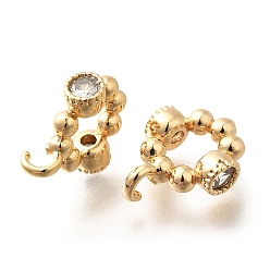 Настоящее золото 18K Латунные поручни из кубического циркония с микропаве, без кадмия, без никеля и без свинца, реальный 18 k позолоченный, 12x9.5x3.5 мм, отверстие : 1.6 мм, внутренний диаметр: 5 мм