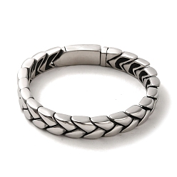 Antique Silver 304 Stainless Steel Leaf Link Chain Bracelets for Women Men, Antique Silver, 9-1/2 inch(24cm)