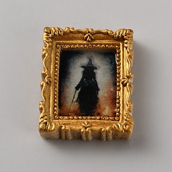 Witch Прямоугольная фоторамка из смолы в стиле Хэллоуина, аксессуары для кукольных домиков, ведьма, 29x24x7 мм