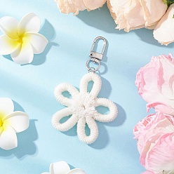 Белый Полиэфирные украшения цветок подвеска, с поворотными застежками, белые, 95 мм