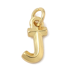 Letter J Латунь прелести, стойки покрытие, без кадмия и без свинца, долговечный, с целью перехода в кольце, реальный 18 k позолоченный, буква J, 12.5x7.5x2 мм, отверстие : 3 мм
