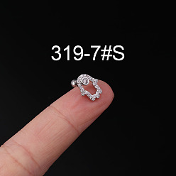 Hamsa Hand 316l серьги из хирургической нержавеющей стали с прозрачным кубическим цирконием для хряща, цвет нержавеющей стали, хамса рука, 6 мм, штифты : 0.8 мм