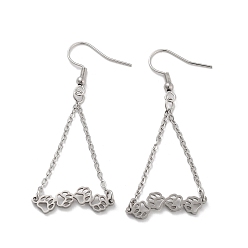 Нержавеющая Сталь Цвет Не тускнеющие 304 серьги-подвески из нержавеющей стали, печать кошачьей лапы, цвет нержавеющей стали, 57x23.5 мм