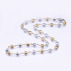 Золотой & Цвет Нержавеющей Стали 304 из нержавеющей стали цепи ожерелья, с карабин-лобстерами , квадратный, золотые и нержавеющая сталь цвет, 17.7 дюйм (45 см)