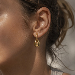 Golden 304 Stainless Steel Hoop Dangle Earrings for Women, Teardrop, Golden, 17.8x12.9mm