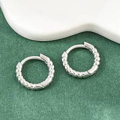 Platinum Brass Huggie Hoop Earrings, Lead Free & Cadmium Free, Rack Plating, Long-Lasting Plated, Platinum, 12.5x2mm