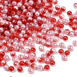 (123L) Белый крем непрозрачный блеск Абс имитация жемчужные бусины, круглые, два тона, огнеупорный кирпич, 6 мм, отверстие : 1.8 мм, Около 5000 шт / 500 г