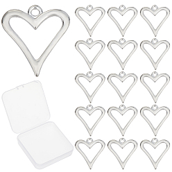 Серебро 50 подвески из сплава шт., без кадмия, без никеля и без свинца, сердце, серебряные, 20x18.5x1.5 мм, отверстие : 1.8 мм