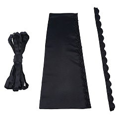 Black Bridal Dress Zipper Replacement, Adjustable Fit Satin Corset Back Kit, for Wedding Dress Accessories, Black, 390x147~253x3mm