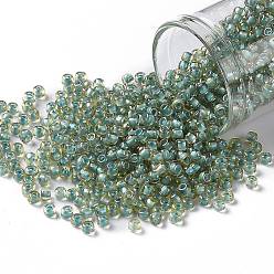 (308) Translucent Opal Picasso TOHO Round Seed Beads, Japanese Seed Beads, (308) Translucent Opal Picasso, 8/0, 3mm, Hole: 1mm, about 1110pcs/50g