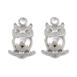 Нержавеющая Сталь Цвет 304 Параметры нержавеющей стали сова кулон горный хрусталь, без свинца, без кадмии и без никеля, цвет нержавеющей стали, пригодный для стразов 1.5 мм, 14.5x9.5x2.5 мм, отверстие : 1.8 мм