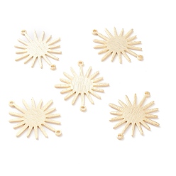 Настоящее золото 24K Соединители латунные звенья, долговечный, солнце, реальный 24 k позолоченный, 22.5x26.5x1 мм, отверстие : 1.2 мм