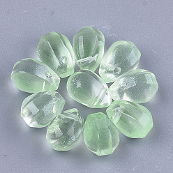 Light Green Transparent Spray Painted Glass Charms, teardrop, Light Green, 9x6x6.5mm, Hole: 1mm