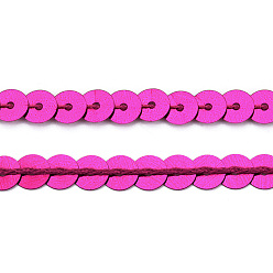 Magenta Plastic Paillette/Sequins Chain Rolls, AB Color, Magenta, 6mm