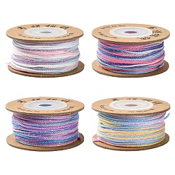 Mixed Color 4 Rolls 4 Colors Segment Dyed Macrame Cotton Cord, Round Braided Rope, for Wall Hanging, Crafts, Gift Wrapping, Mixed Color, 1mm, about 32.81 Yards(30m)/Roll, 1 roll/color