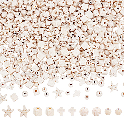 Бланшированный Миндаль 600шт 5 стили непрозрачные акриловые бусины с эффектом кракелюра, имитация бирюзовый, разнообразные, бланшированный миндаль, 6~13.5x6~13.5x3.5~7.5 мм, отверстие : 1.6~2.5 мм