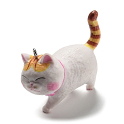 Кокосово-Коричневый Милые пластиковые подвески, с платиновым тоном железная петля, кошачье очарование, кокосового коричневый, 42x46x20 мм, отверстие : 2 мм