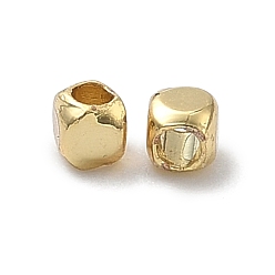 Настоящее золото 18K Латунные бусины, кубические, без кадмия и без свинца, стойки покрытие, долговечный, реальный 18 k позолоченный, 2x2x2 мм, отверстие : 1 мм