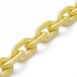 Yellow Handmade Opaque Acrylic Cable Chains, for Handbag Chain Making, Yellow, Links: 31x19x5mm, 39.37 inch(1m)/strand