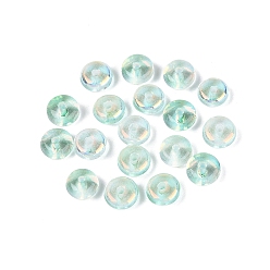 Hellgrün Einbrennlackierung, galvanisierte transparente Glasperlen, Rondell, ab Farbe plattiert, hellgrün, 6x3 mm, Bohrung: 1.2~1.4 mm, ca. 5263 Stk. / 1000 g
