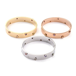 Couleur Mélangete 304 bracelets en acier inoxydable, avec strass, colorées, couleur mixte, diamètre intérieur: 2-1/4x1-7/8 pouce (5.85x4.8 cm)
