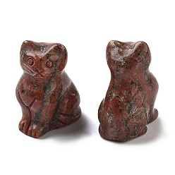 Джаспер Кунжут Резные фигурки из натуральной кунжутной яшмы, для украшения рабочего стола домашнего офиса, кошка, 10.5~13x16~18x21.5~23.5 мм