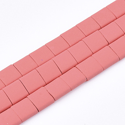 Оранжево-Красный Окрашенные распылением немагнитные синтетические гематитовые бусины, 2-луночное, для изготовления эластичных браслетов, квадратный, оранжево-красный, 5x5x2 мм, отверстие : 0.5 мм, около 75 шт / нитка, 15.7 дюйм