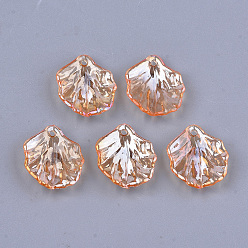 Темно-Оранжевый Прозрачные акриловые подвески на осеннюю тематику, AB цвет, лист, темно-оранжевый, 19x17x4~5 мм, отверстие : 1.2 мм, Около 1360 шт / 500 г