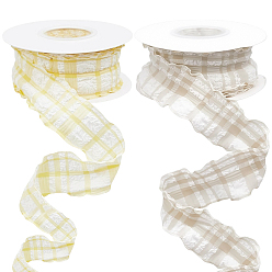 (52) Непрозрачная лаванда 2 рулоны 2 цветные льняные ленты для шитья и декорирования, решетка, разноцветные, 1-5/8 дюйм (40 мм), 10 ярдов / ролл, 1 рулон / цвет