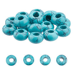 Синтетическая Бирюза 18 шт. синтетические бирюзовые европейские бусины с крупным отверстием, рондель, 13~14x7~8 мм, отверстие : 5 мм